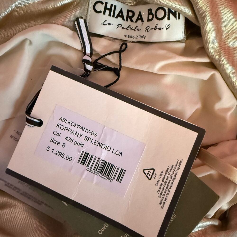 Chiara Boni Gold One-Shoulder Satin Evening Gown - Picture 7 of 12